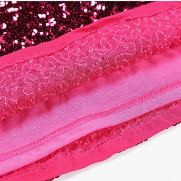 Sequin Glitter Short Sleeve V-Neck Dress - Picture 5 of 13